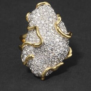 ALEXIS BITTAR • SOLANALES LARGE CRYSTAL PAVE GEODE RING sz 7.